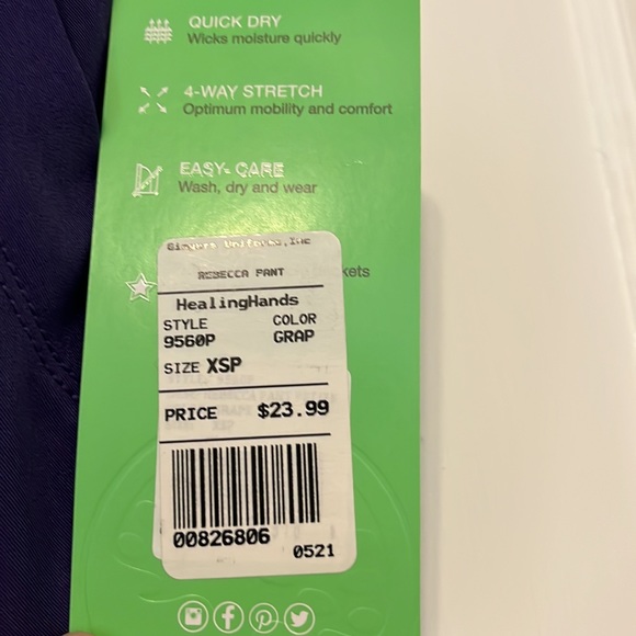 Healing Hands Petite XS grape scrub pants - Picture 2 of 3